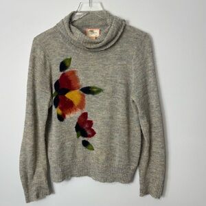 SACCHARINE Wearable art floral wool sweater size Small 2048